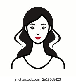 Beautiful women face outline icon on white background