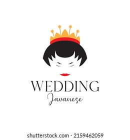 beautiful women face wedding Indonesian culture logo design, vector graphic symbol icon illustration creative idea