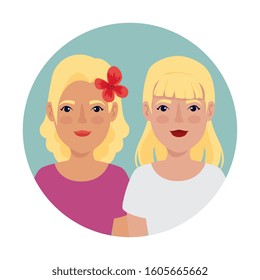 beautiful women in frame circular avatar character vector illustration design