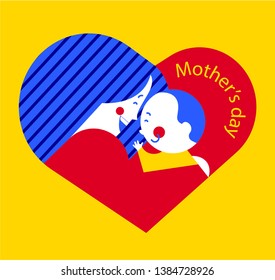 Beautiful women with her children. Happy mothers day. flat style. Vector illustration 