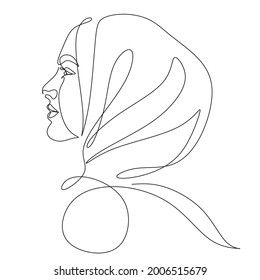 Beautiful women in hijab line art drawing
