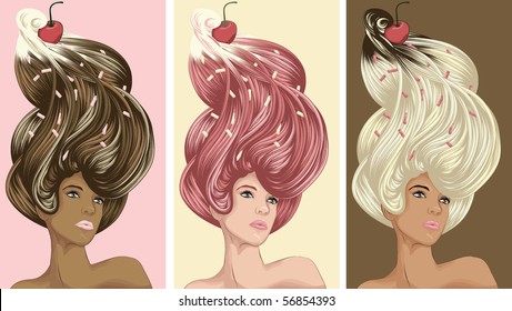 Beautiful Women With Ice Cream Hair