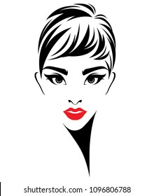 Beautiful women, logo women face makeup on white background, vector