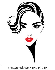 Beautiful women, logo women face makeup on white background, vector