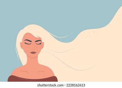 Beautiful women with long blonde hair. vector illustration