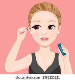 Beautiful women make up with mascara