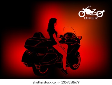 Beautiful women on modern sport motorcycle