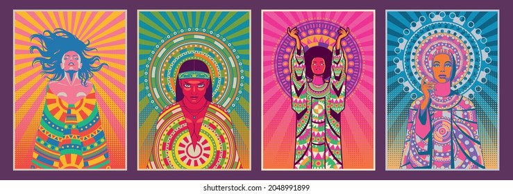 Beautiful Women Posters, Psychedelic Colors, Abstract Decor 