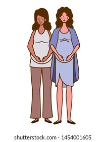beautiful women pregnant standing on white background