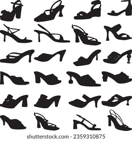 Beautiful women shoe silhouette vector art.