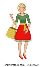 Beautiful women with a shopping bag (vector illustration)