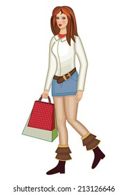 Beautiful women with a shopping bag (vector illustration) 