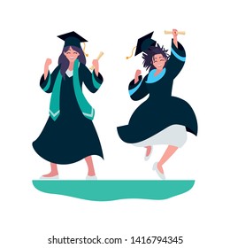 beautiful women students graduated celebrating