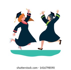 beautiful women students graduated celebrating