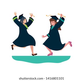 beautiful women students graduated celebrating