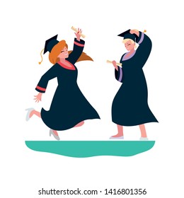 beautiful women students graduated celebrating