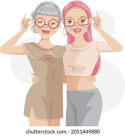 Beautiful Women Wearing Fashion Glasses Stock Vector (Royalty Free