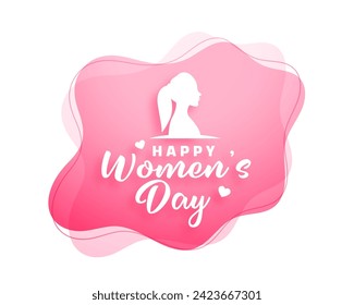 beautiful womens day pink background with papercut female face vector