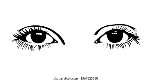 Beautiful women's eyes. The black.