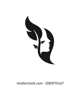 Beautiful Women's Faces and Natural Leaves Logo Design Inspiration