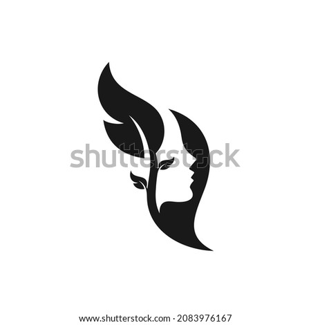 Beautiful Women's Faces and Natural Leaves Logo Design Inspiration