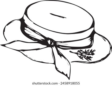 A beautiful women's hat for a hot summer. Women's headdress from the sun. The flower on the hat.