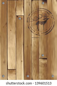 Beautiful wooden background with the image of a deer