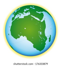 Beautiful world globe. African view. Vector icon.