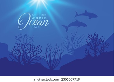beautiful world ocean day concept background protect earth's water and marine life vector
