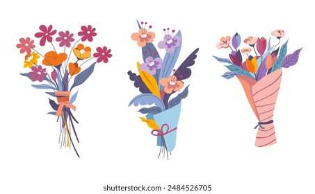 Hermoso Vector de ramos de flores envueltas