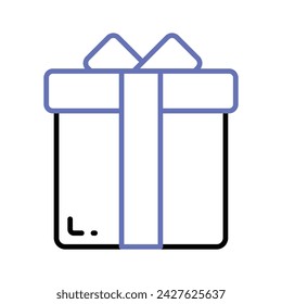 A beautiful wrapped gift box with decorative ribbon bow, an icon of gift box