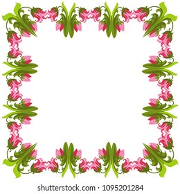 Beautiful wreath. Elegant floral frame hand drawn. Design for invitation, wedding or greeting cards.