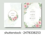 beautiful wreath floral wedding invitation card template with rose flowers