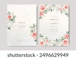 beautiful wreath floral wedding invitation card with roses flowers design