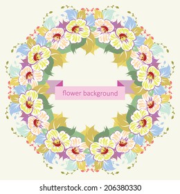 Beautiful  wreath of  flowers can be used for wedding invitations and greeting cards or invitations.
