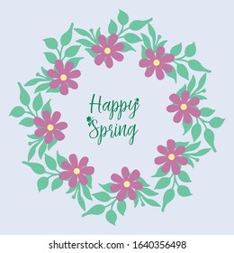 Beautiful wreath frame, for happy spring poster decoration. Vector