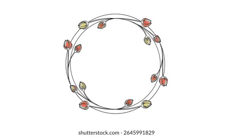 Beautiful Wreath Illustration With Flowers and Plant Decoration