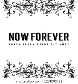 Beautiful wreath with now forever text vector art