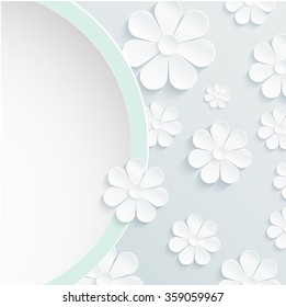 Beautiful wreath of spring flowers, white daisies.vector