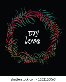 Beautiful wreath for Valentine card or present tag, EPS10