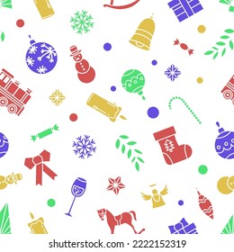 Beautiful Xmas pattern with ornaments. Christmas wrapping paper concept. Vector EPS10