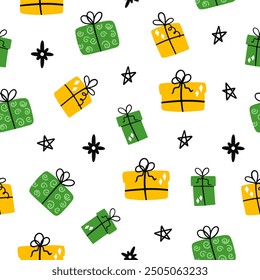 Beautiful Xmas pattern with ornaments. Christmas wrapping paper concept. Vector. Pattern