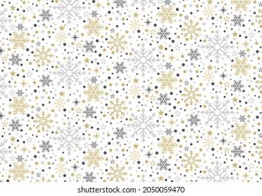 Beautiful Xmas pattern with ornaments. Snowflake wrapping paper design. Christmas pattern vector illustration.