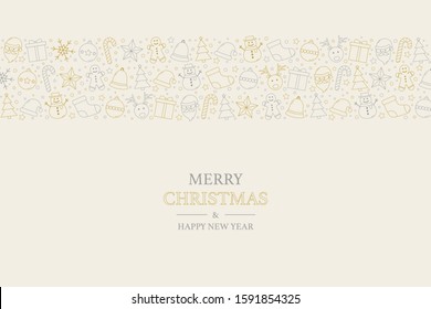 Beautiful Xmas pattern with wishes. Christmas greeting card. Vector