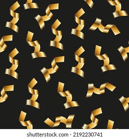 Ein schönes, nahtloses Muster mit einem goldenen Serpentine auf schwarzem Hintergrund. Das Weihnachtskonzept. Festlicher Hintergrund.