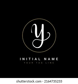 Beautiful Y Initial handwriting logo vector. Hand lettering for designs.