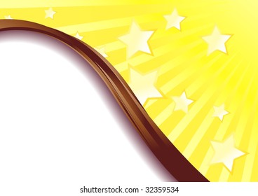 Beautiful yellow advertisement with stars flying; clip-art