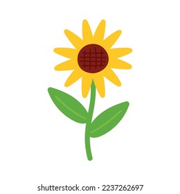 Beautiful yellow animated sunflower icon clip art with in animated cartoon vector symbol design image isolated on white background