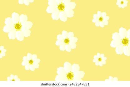 Beautiful yellow background flower fabric pattern for decorating clothes, patches.