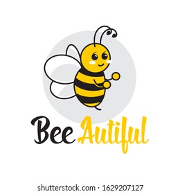 beautiful yellow bee logo. vector illustration